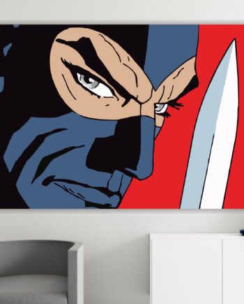 Diabolik, Sfondo Rosso. Poster o Quadro su tela 100% cotone. Arredamento moderno casa