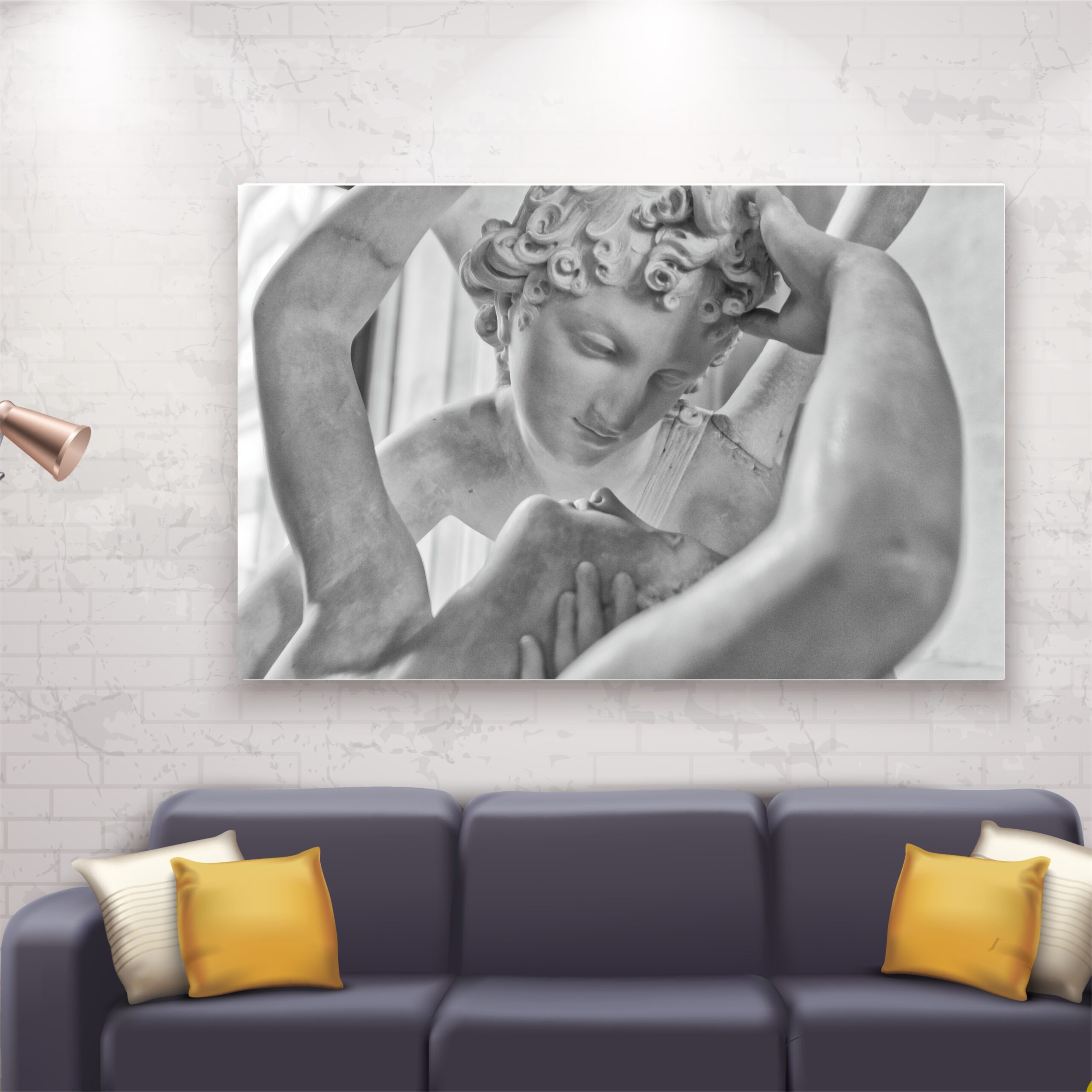 Amore & Psiche, Il Bacio. Tributo a Canova. Poster o Quadro su tela 100% cotone.
