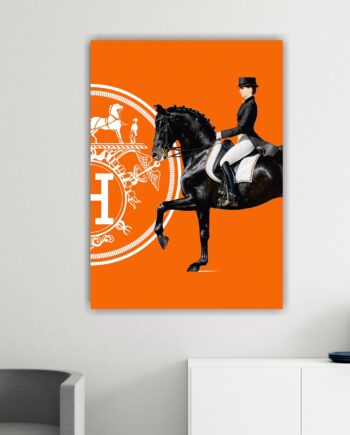Hermes, Donna a cavallo, profilo destro. Poster o Quadro su tela, 100% cotone.