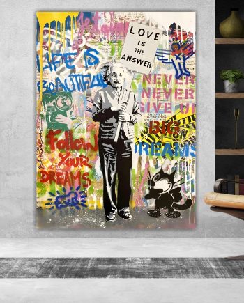 Pop Art, Banksy & Einstein. Poster o Quadro su tela, 100% cotone.