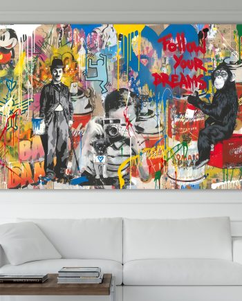 Pop Art, Mix Street Art, stile Banksy. Poster o Quadro su tela, 100% cotone.