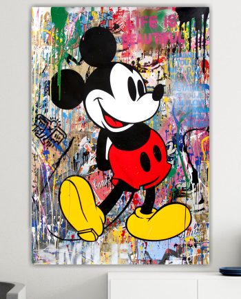 Pop Art, Banksy Mickey Mouse Street Art. Poster o Quadro su tela, 100% cotone.