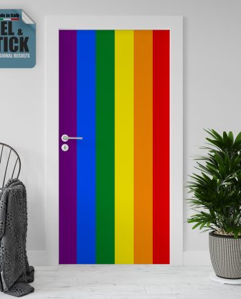 Adesivo per rivestimento porte in Pvc, Bandiera Arcobaleno, Easy Apply, Sticker decorazione interni.