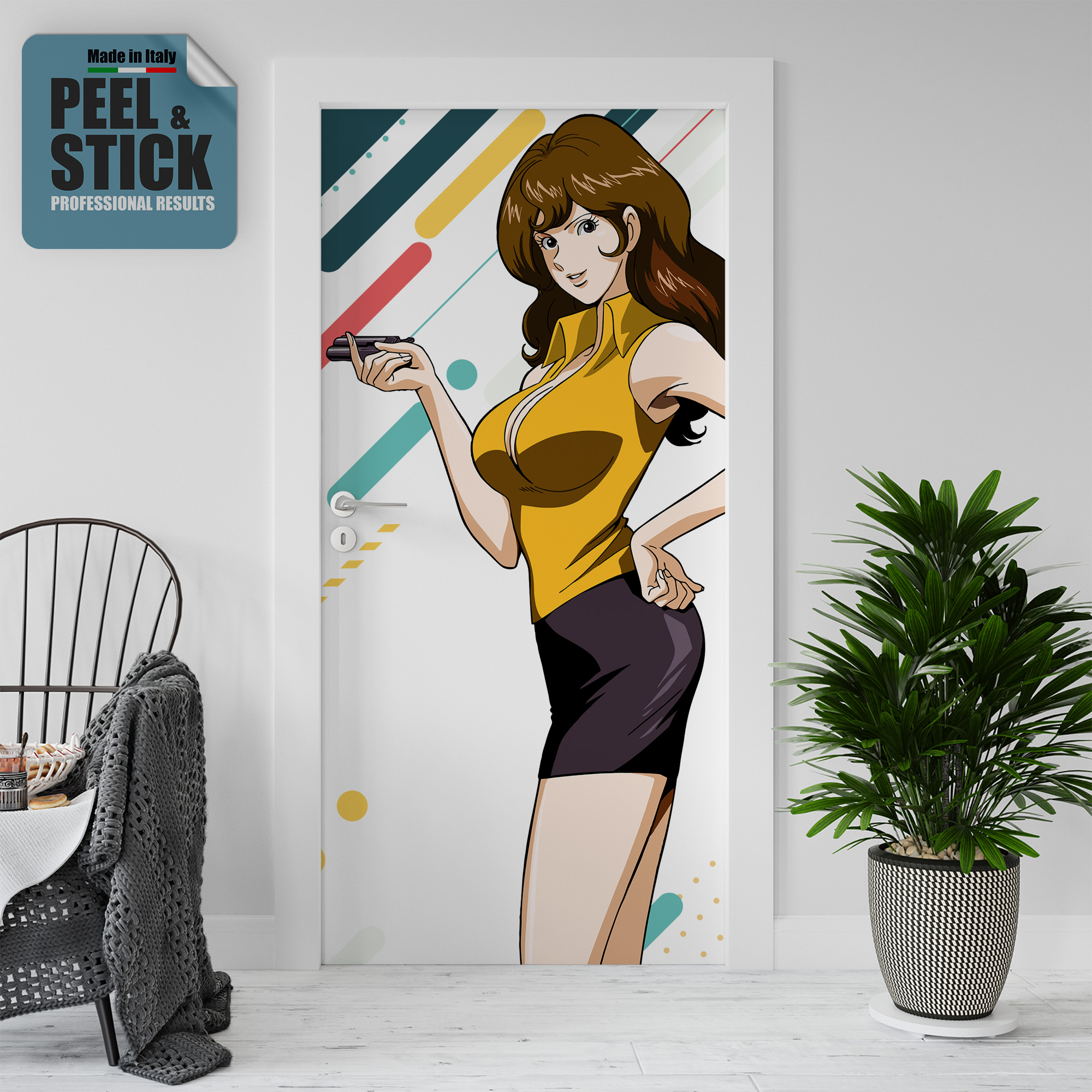 Adesivo per rivestimento porte in Pvc, Margot Ladra famosa, Easy Apply, Sticker decorazione interni.