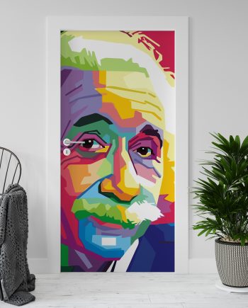 Adesivo per rivestimento porte in Pvc, Albert Einstein, Easy Apply, Sticker decorazione interni.