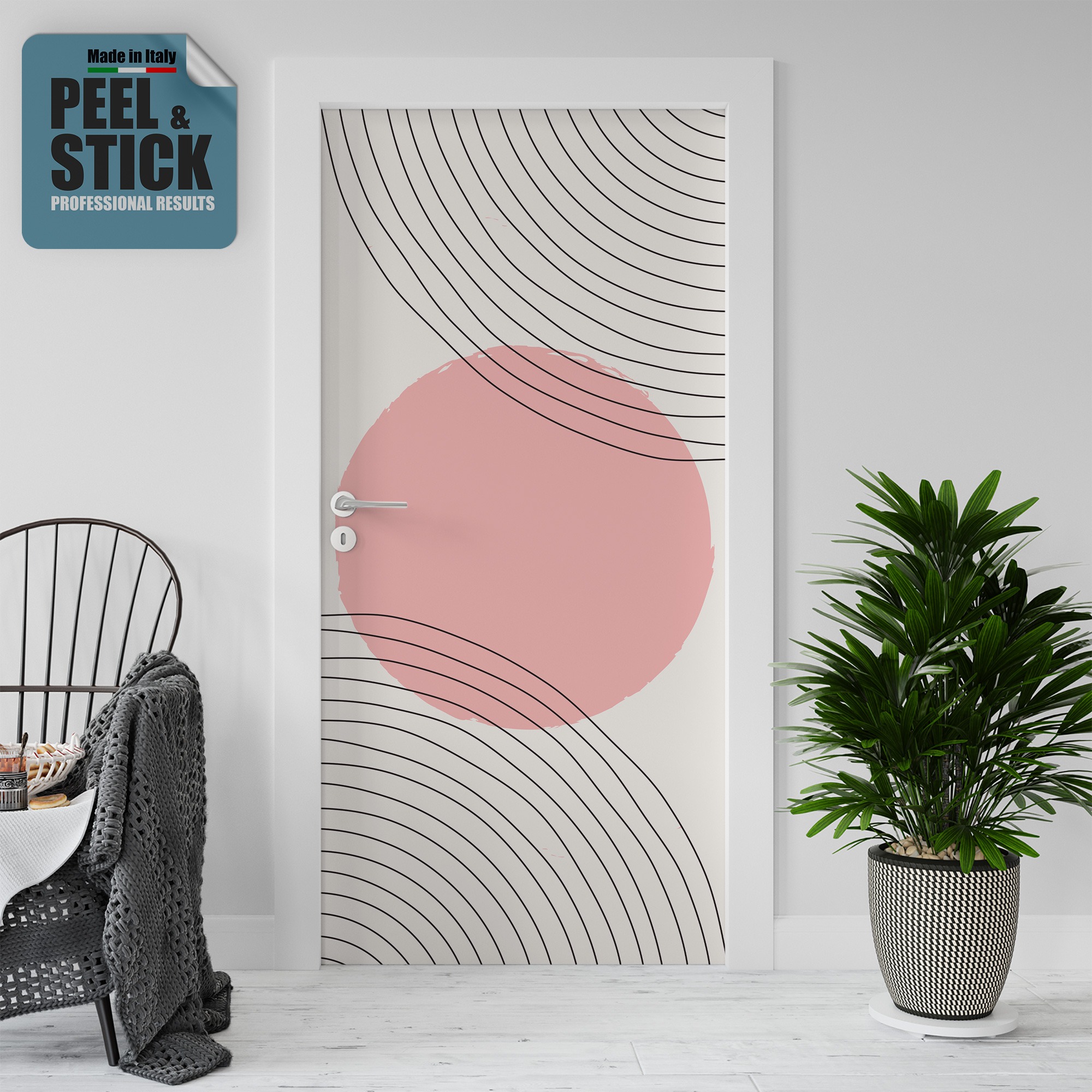 Adesivo per rivestimento porte in Pvc, Boho02, Easy Apply, Sticker decorazione interni.