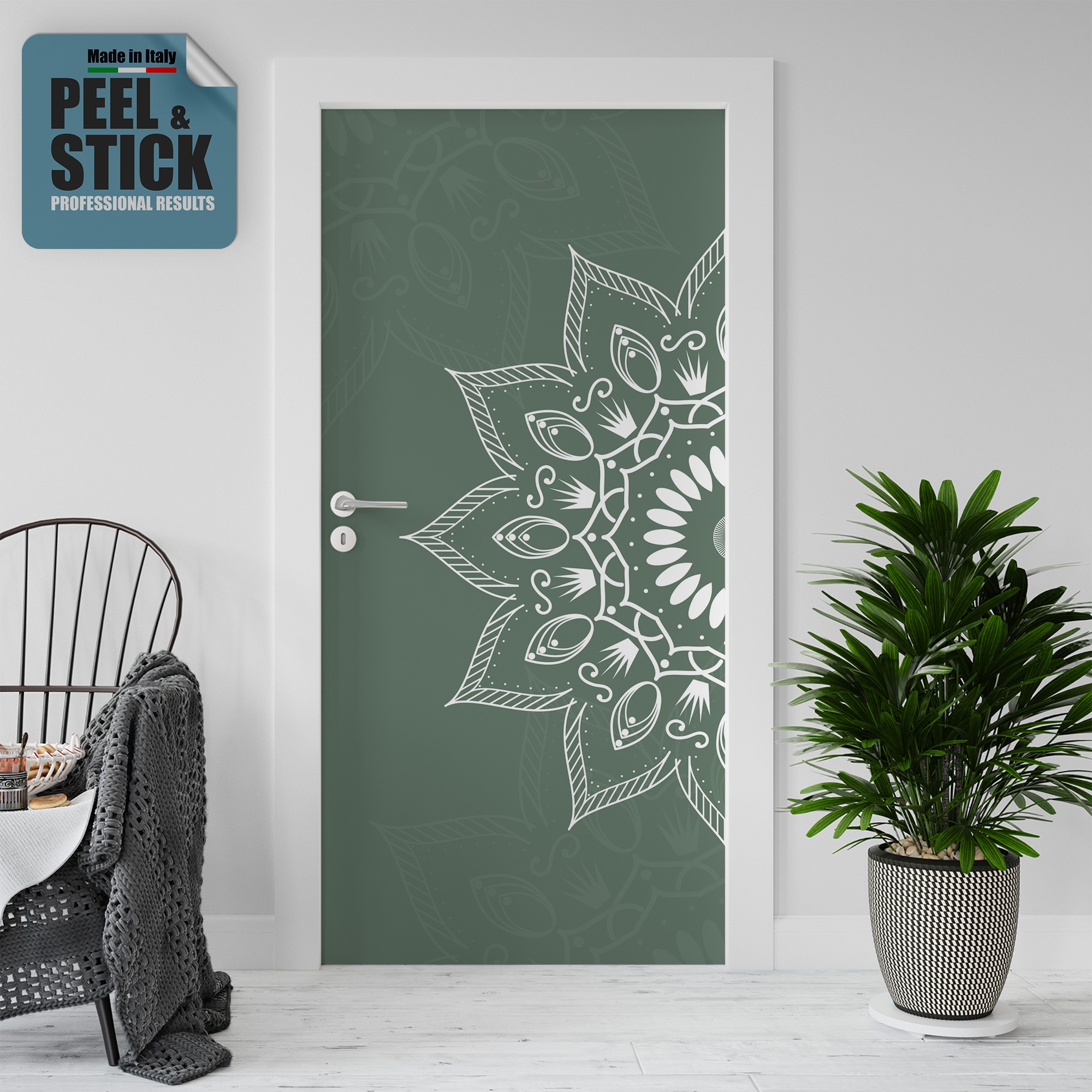 Adesivo per rivestimento porte in Pvc, Boho04, Easy Apply, Sticker decorazione interni.