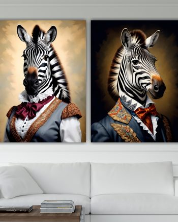 Zebre, Dittico. Poster o Quadro su tela 100% cotone.