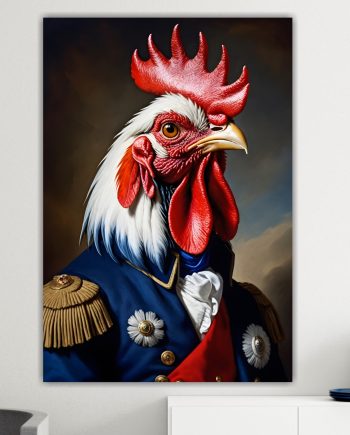 Gallo Francese della nobiltà animale, decorazione murale. Poster o Quadro su tela, 100% cotone.