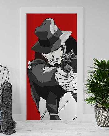 Adesivo per rivestimento porte in Pvc, Jigen Lupin III, Easy Apply, Sticker decorazione interni.