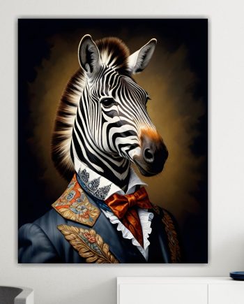 Lord Zebra della nobiltà animale, decorazione murale. Poster o Quadro su tela, 100% cotone.