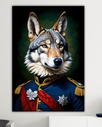 Lupo della nobiltà animale, decorazione murale. Poster o Quadro su tela, 100% cotone.