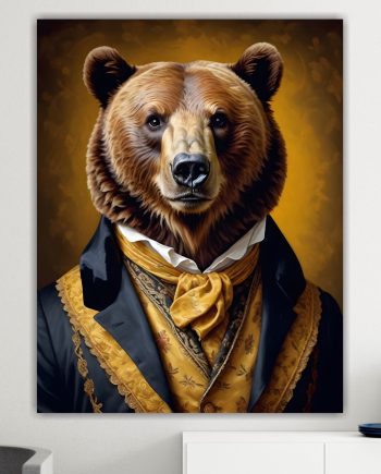 Orso della nobiltà animale, decorazione murale. Poster o Quadro su tela, 100% cotone.