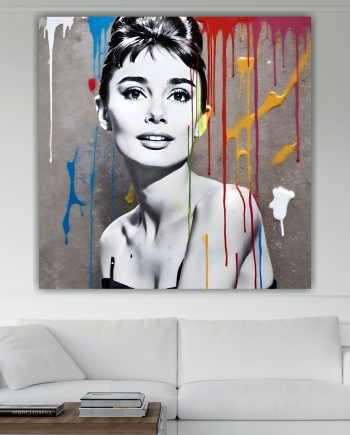 Attrice famosa in stile Banksy, Graffiti, Street Art. Poster o Quadro su tela, 100% cotone.