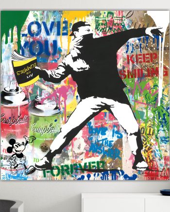 Art for dummies, stile Banksy, Graffiti, Street Art. Poster o Quadro su tela, 100% cotone.