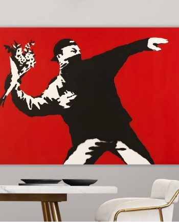 Fiori, stile Banksy, graffiti. Poster o Quadro su tela, 100% cotone.