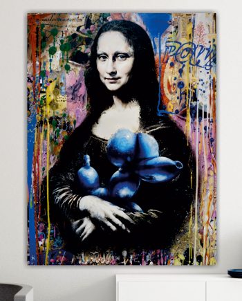 Monnalisa, stile Banksy, graffiti. Poster o Quadro su tela, 100% cotone.