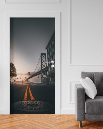 Adesivo per rivestimento porte in Pvc, Ponte di New York, Easy Apply, Sticker decorazione interni.