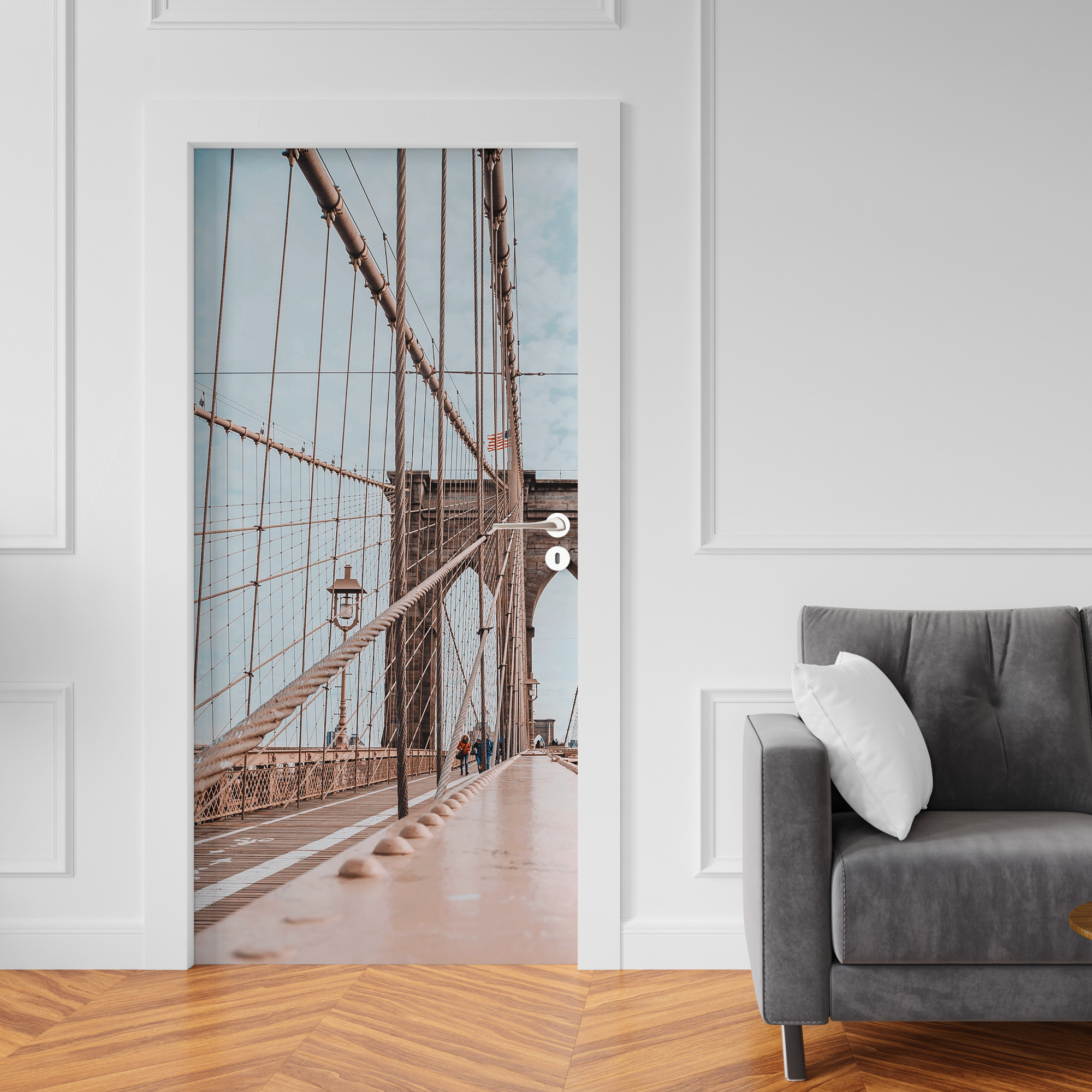 Adesivo per rivestimento porte in Pvc, New York Verazzano, Easy Apply, Sticker decorazione interni.