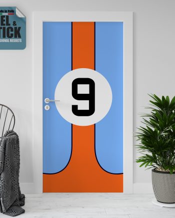 Adesivo per rivestimento porte in Pvc, Porta number 9, Easy Apply, Sticker decorazione interni.