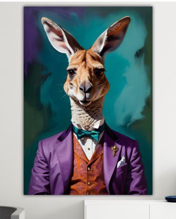 Canguro della nobiltà animale, decorazione murale. Poster o Quadro su tela, 100% cotone.