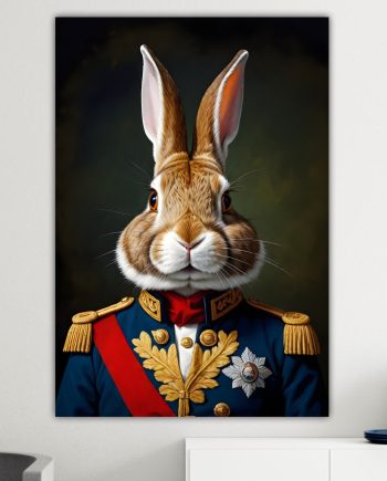 Coniglio della nobiltà animale, decorazione murale. Poster o Quadro su tela, 100% cotone.