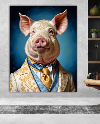 Maiale della nobiltà animale, decorazione murale. Poster o Quadro su tela, 100% cotone.