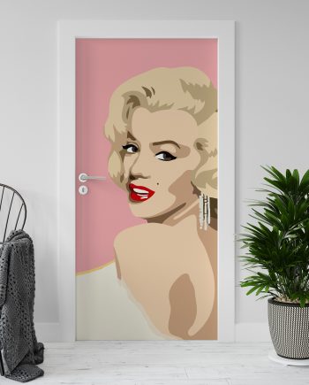 Adesivo per rivestimento porte in Pvc, Marilyn Monroe Rosa, Easy Apply, Sticker decorazione interni.