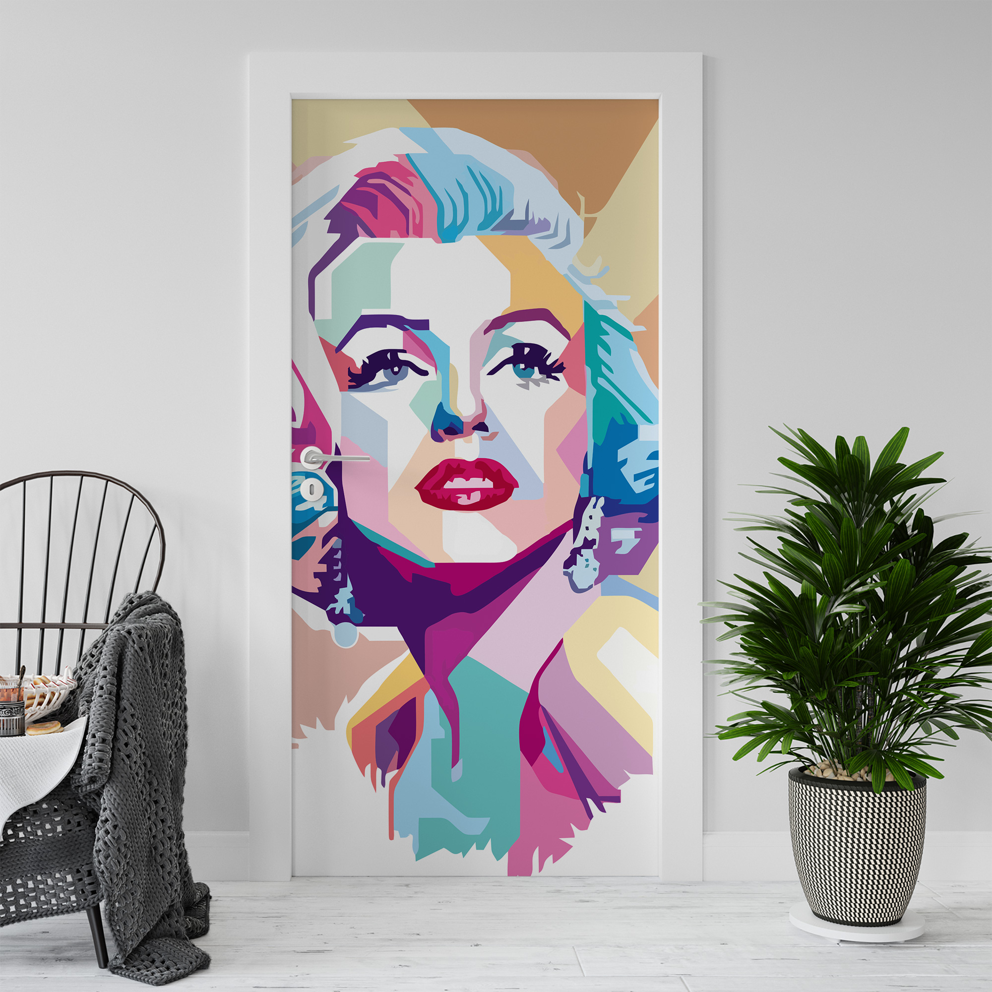 Adesivo per rivestimento porte in Pvc, Marilyn Monroe Pop Art, Easy Apply, Sticker decorazione interni.
