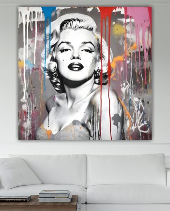 Attrice Famosa Marilyn, stile Banksy, Graffiti, Street Art. Poster o Quadro su tela, 100% cotone.