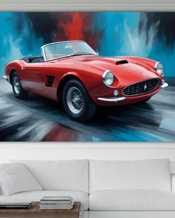 Auto d'Epoca, Ispirata alla Ferrari 250 GT. Poster o Quadro moderno su tela, 100% cotone. Arredamento casa.