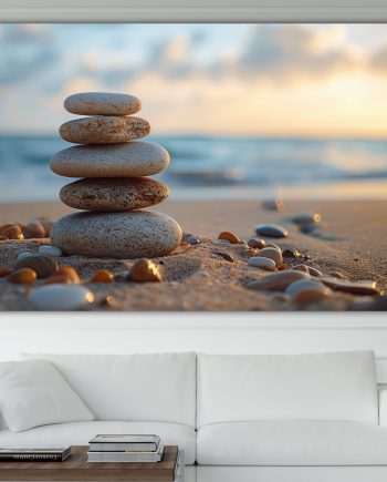 Stone Balancing, pietre impilate zen. Poster o Quadro moderno su tela, 100% cotone. Arredamento casa.
