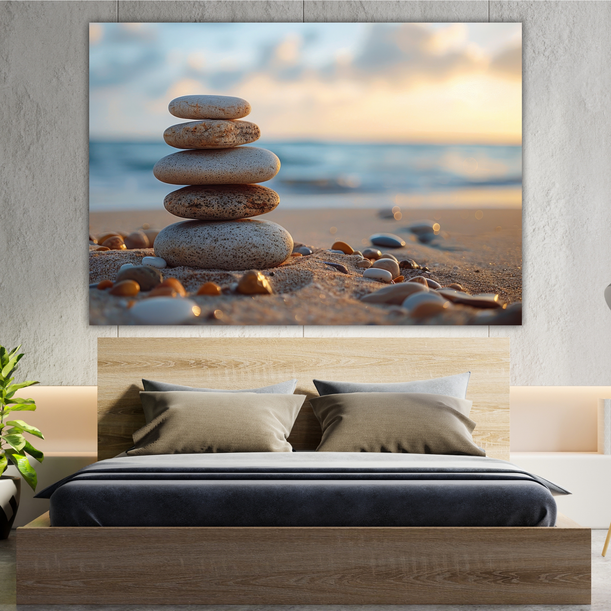Stone Balancing, pietre impilate zen. Poster o Quadro moderno su tela, 100% cotone. Arredamento casa.